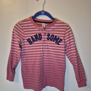 Carter's Red & White Striped Long-Sleeve Tee with Navy 'HANDSOME' Patch